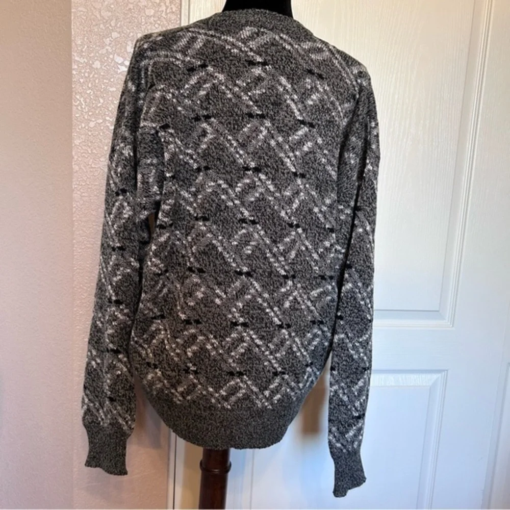 Vintage Men’s Peter England Black and Gray Grandpa Cardigan Sweater‎ Size Med